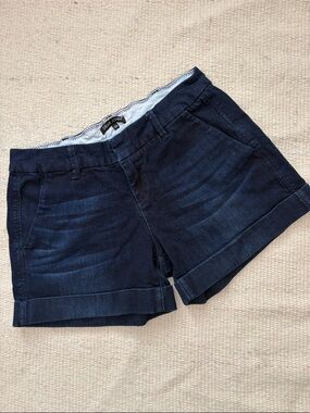Dark Wash Cuff Low Rise Denim Shorts